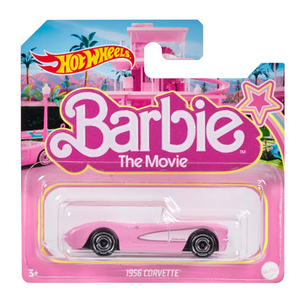 Hot Wheels Barbie Corvette rosa fundido a presión a escala 1:64, coche de juguete modelado a partir del Corvette de la película Barbie con embalaje temático de la película, HPR54