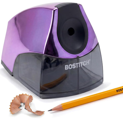Bostitch Personal Electric Pencil Sharpener, Powerful Stall-Free Motor, High Capacity Shavings Tray, Metallic Purple