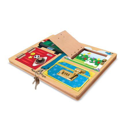 Melissa & Doug Locks & Latches Board Wooden Educational Toy (Sturdy Wooden Construction, Helps Develop Fine-Motor Skills)