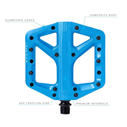 Crankbrothers Stamp-1 Pedals, Large, Blue