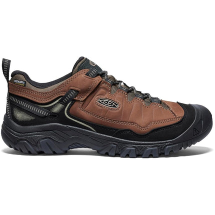 KEEN Men's Targhee 4 Low Height Durable Comfortable Waterproof Hiking Shoes, Bison/Black, 7.5 Wide CA