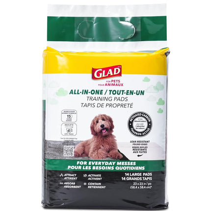 Glad for Pets Black Charcoal Puppy Pads, All-in-One | Puppy Potty Training Pads That ABSORB & NEUTRALIZE Urine Instantly | New & Improved Quality Puppy Pee Pads, 14 count