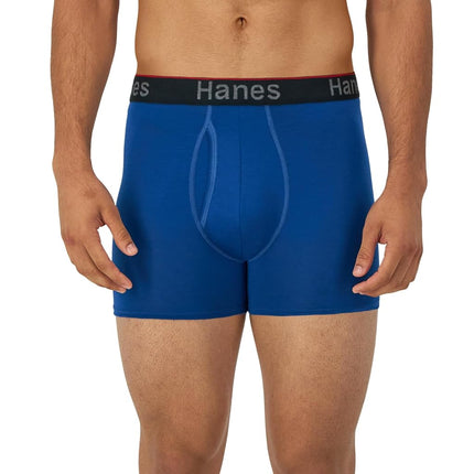 Hanes Men's Total Support Pouch Boxer Brief Underwear, Anti-Chafing, Moisture-Wicking Odor Control, 3-Pack, Trunks-Black/Blue/Olive – 3 Pack, S (Pack of 3)