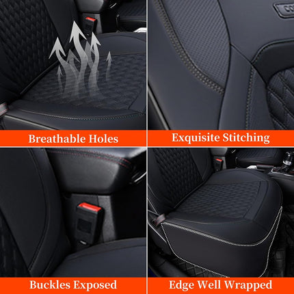 Coverado Seat Covers for Jeep Wrangler, 4 Door Leather Custom Car Seat Covers, Front & Rear Seat Cushion Protector Fit for Jeep Wrangler JL Seat Covers 4-Door Sahara Sport Rubicon 2018-2026 (Black)