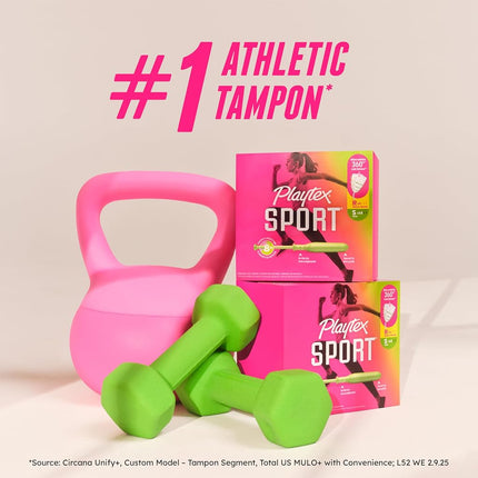 Playtex Sport Tampons Super Plus Absorbency, Fragrance-Free - 36ct | Super Plus Tampons for Women, Feminine Care, Playtex Tampon with 360 Leak Defense