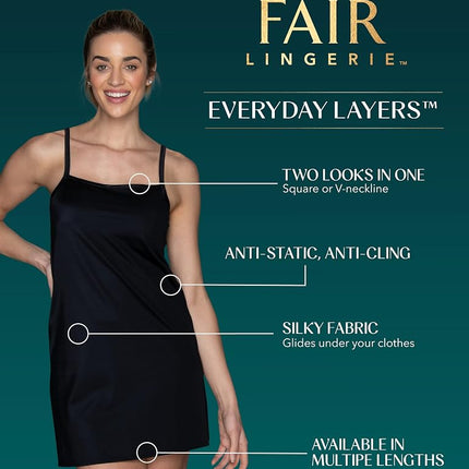 Vanity Fair Women's Spinslip 18 Inch 10158 Full Slip, Reversible-18-Black, S