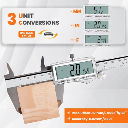 HARDELL Digital Caliper, Rechargeable Calipers with Large LCD Screen