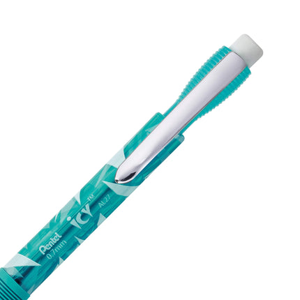 Crayon porte-mine Pentel Icy, 0,7 mm, corps bleu sarcelle teinté, boîte de 12 (AL27TS)