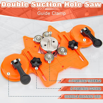 Semderm Diamond Hole Saw Kit, Tile Hole Saw with Double Suction Cups Hole Saw Guide Jig Fixture, Diamond Drill Bits for Glass, Porcelain Tile, Ceramic, Grantite, Marble