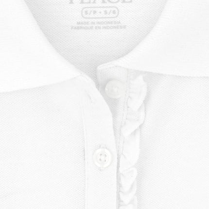 The Children's Place Polo piqué à manches courtes et volants pour filles, paquet de 2, Tidal/blanc, L (10/12)