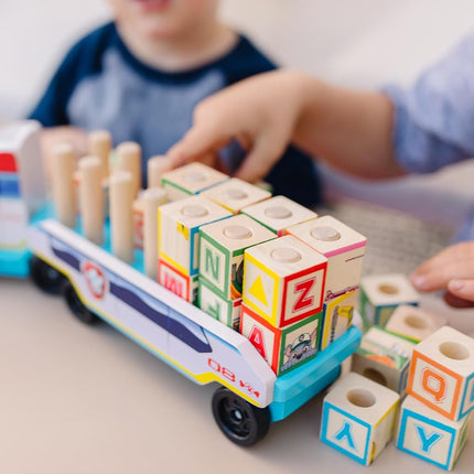 Melissa & Doug PAW Patrol Toy Truck with Alphabet & Number Wooden Building Blocks, Kids Toys for Girls and Boys Age 3+, PAW Patrol Toys, Play Vehicles Gift for 3 Year Old Boy or Girl