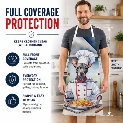 Caroline's Treasures American Hairless Terrier The Chef Apron Cooking Kitchen Server Baking Crafts Gardening for Adult Women Men, Unisex, Large, Multicolor
