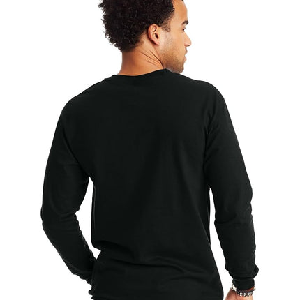 Camiseta Hanes Beefy-T de manga larga para hombre, azul claro, mediana (paquete de 2)