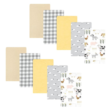 Hudson Baby Unisex Baby Cotton Flannel Burp Cloths, Cute Farm 10-Pack, One Size