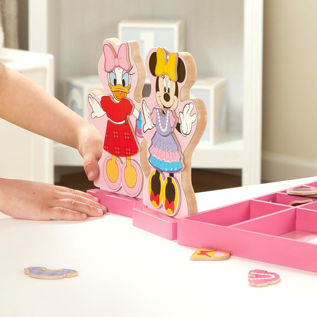 Melissa & Doug Disney Minnie Mouse and Daisy Duck Magnetic Dress-Up Wooden Doll Pretend Play Set (40+ pcs)