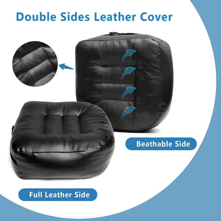 YOUFI 6 Inch Leather Adult Car Booster Seat Cushion for Short People, Black