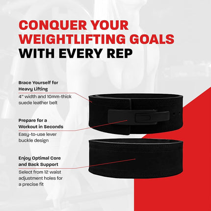 Hawk Sports Lever Belt Black Genuine Leather Powerlifting Men & Women Power Lifting 10mm Weightlifting Belt! (Black, Large)