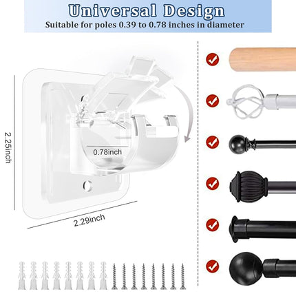 10PCS Curtain Rods No Drilling,NONO Bracket No Drill Curtain Rod Brackets Self Adhesive Curtain Rod Holders Nail Free Adjustable Curtain Rod Hooks Curtain Hangers for Bathroom Kitchen Bathroom Hotel