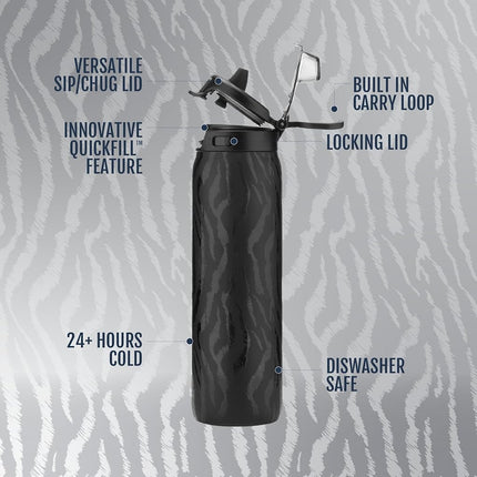 Ello Pop & Fill 22 fl oz Stainless Steel Water Bottle with Quick Fill Technology, Double-Walled & Vacuum Insulation, Leakproof Sealing Lid, Straw & Spout