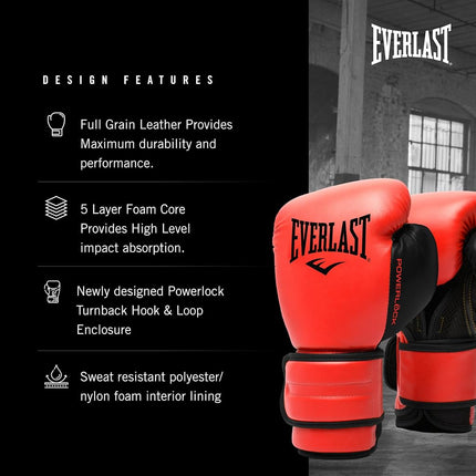 Everlast Unisex Powerlock Training Gloves Red 14oz