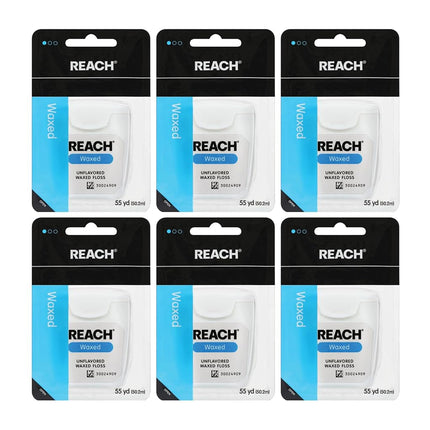 REACH Waxed Dental Floss, Unflavored, Plaque Remov