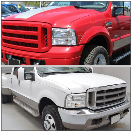 DNA MOTORING Faros delanteros Conjunto de faros compatible con Ford F250-350 F450 F550SD 05-07, cromo/transparente, HL-OH-FSD05-CH-CL1