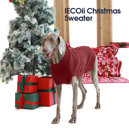 IECOii Dog Sweater,Dog Sweaters for Medium Dogs Girl and Boy,Thermal Knitted Dog Christmas Sweater for Cold Weather,Small Medium Dog Sweaters for Christmas Outfits,Pug,Dachshund Sweaters,Red-M
