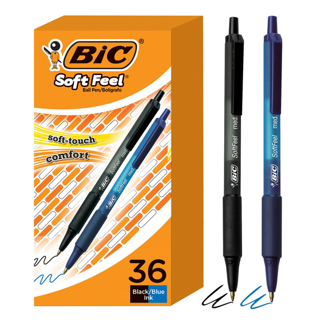 BIC 1mm Soft Feel Ballpoint Retractable Pen, Black