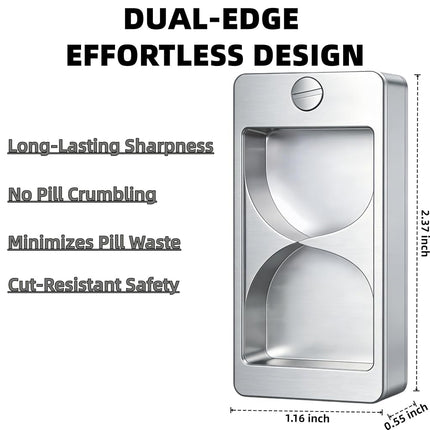 Professional Pill Cutter & Splitter - Precision Aluminum Tablet Slicer for Small, Large & Tiny Tablets | Cortador for Accurate Medicine & Vitamin Doses (Silver)