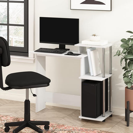 Furinno Laptop Notebook Computer Desk, Engineered Wood, White Oak/Stainless Steel, 39.62 (D) x 100.58 (W) x 85.34 (H) cm