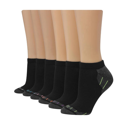 Hanes Womens Cool Comfort Sport 6-Pack No Show Socks, 5-9, Black Assortment