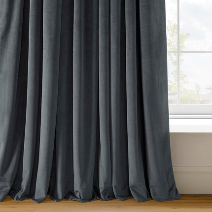 HPD Half Price Drapes Signature Velvet Thermal Blackout Curtains for Living Room 108 Inch Long 1 Panel Rod Pocket Insulated Blackout Curtains for Bedroom Window Curtains, 50Wx108L, Distance Blue Grey