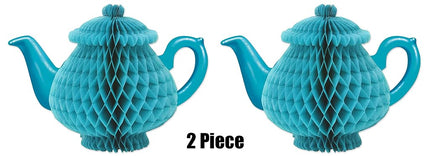 Beistle A Creation 59947, 2 Piece Tissue Teapot Centerpieces, 7", Paper, Blue
