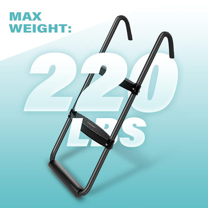 Simple Deluxe Trampoline Ladder with Horizontal Wide Steps Skid-Proof Steps Simple Deluxe 12FT 14FT Trampoline Stairs Accessories, Universal Hook UV Treated Steel 220 lbs, Trampoline Parts Black