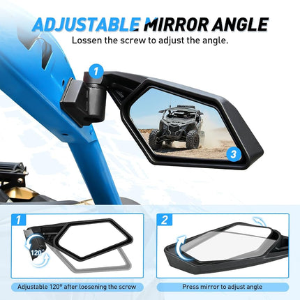 Nilight UTV Side Mirrors X3 Rear View Mirror Compatible with 2016 2017 2018 2019 2020 2021 2022 2023 Can Am Maverick X3 Turbo/DS MR RS Turbo R / X3 Max/ 1000