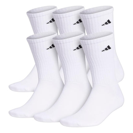 adidas Men's Athletic Cushioned Crew Socks with Arch Compression for a Secure Fit (6-Pair), White/Black, X-Large