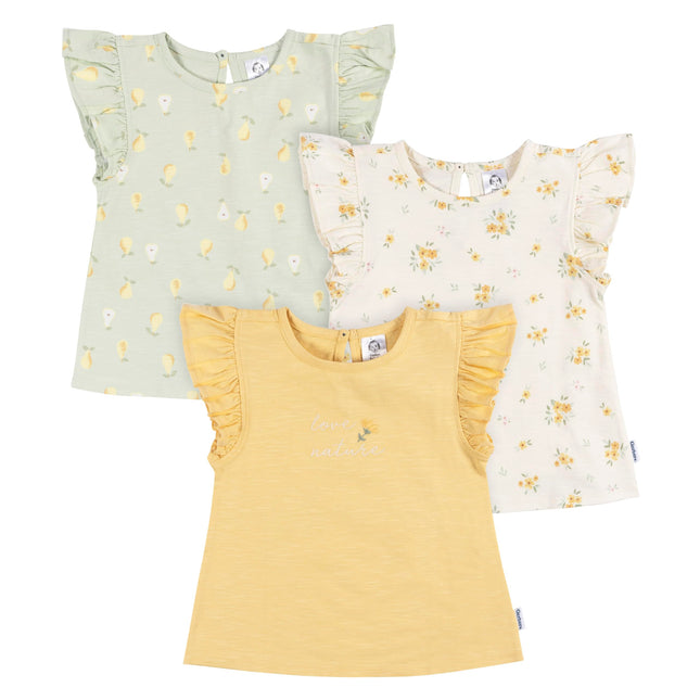 Gerber Baby Girls' Toddler 3-Pack Short Sleeve Tee