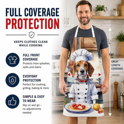 Caroline's Treasures English Foxhound The Chef Apron Cooking Kitchen Server Baking Crafts Gardening for Adult Women Men, Unisex, Large, Multicolor