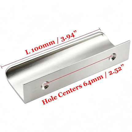 LC LICTOP Curved Edge Pull Handles, 3.94 Inch Edge Finger Tab Handle for Caibnets Drawer Closet Door Wardrobe Cupboard, 2.52 Inch Hole Spacing, 30 Pcs Nickel Edge Pulls