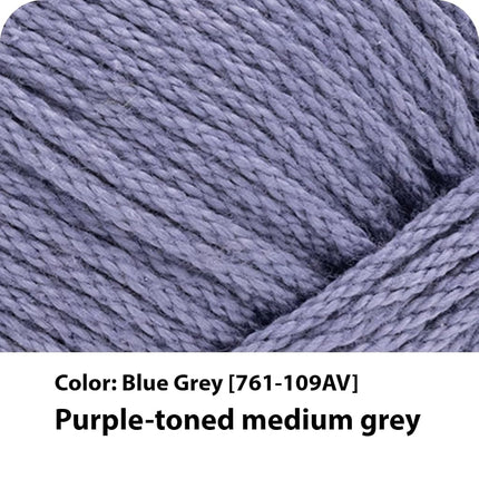 Lion Brand Yarn, 24/7 Cotton Yarn, Blue Grey, Purple Toned Gray, 3 Pack