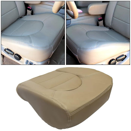 Housse de siège inférieure ECOTRIC compatible avec Ford F250 F350 F450 Lariat 1999 2000 - Côté conducteur, cuir artificiel, couleur : beige, avant gauche