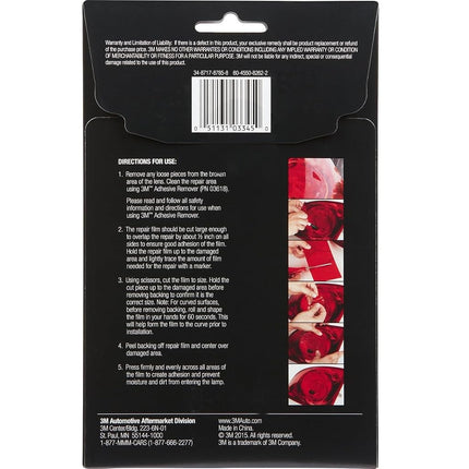 3M Auto High-Strength Lens Repair Film, 3.5 in x 7.75 in, Assorted Sheets: Red/Amber/Clear, Weatherproof & Airtight Seal, Flexible Film Repairs Flat or Curved Lenses on Truck & Car Lights (03345)