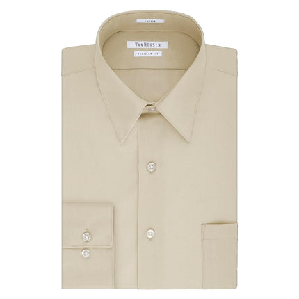 Van Heusen Men's Tall Fit Dress Shirts Poplin, Stone, 19" Neck 37"-38" Sleeve