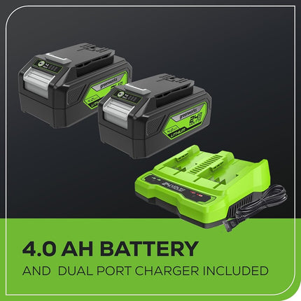 Greenworks 48V (24V x 2) 520 CFM Brushless Leaf Blower/Vacuum w/ (2) 4.0Ah Battery & Dual Port Charger