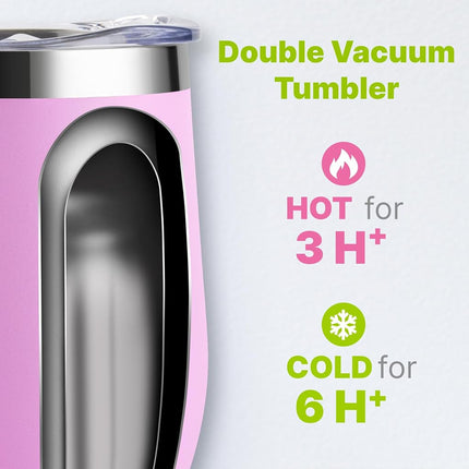 Mollcity Wine Tumbler with Handle-12 oz Stainless Steel Double Wall Vacuum Insulated Tumbler Cup with Lid and Straw-Reusable Metal Travel Cup Leak Proof (Teal-Orange)