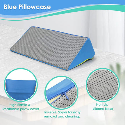 NEPPT Wedge Pillows for Sleeping Foam Bed Wedges Body Positioners 30 Degree Incline Pillow for Adults, Side Sleeping, Back Pain, Medical Elevated Bolster Positioning Wedge (1 Pillow + 2 Cover)