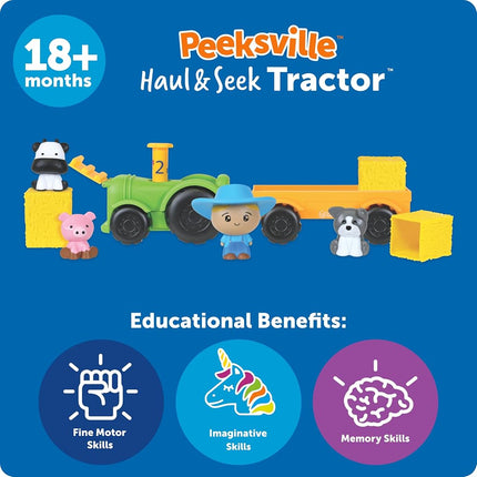 Learning Resources Peeksville Haul & Seek Tractor, Tractor Toys, Farm Toys, Barn Toys, Toddler Learning Toys, Ages 18 Months+, 10 Pieces
