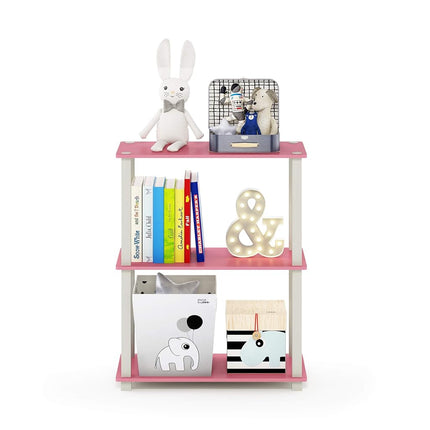 Furinno TURN-S-TUBE 3-Tier Tool-Free Corner Shelf, Pink