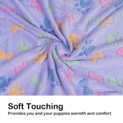Dono 1 Pack 3 Dog Blankets, Soft Fluffy Fleece Pet Blanket Warm Sleep Mat Paw Print Design Puppy Kitten Throw Blankets Doggy Blanket for Dogs