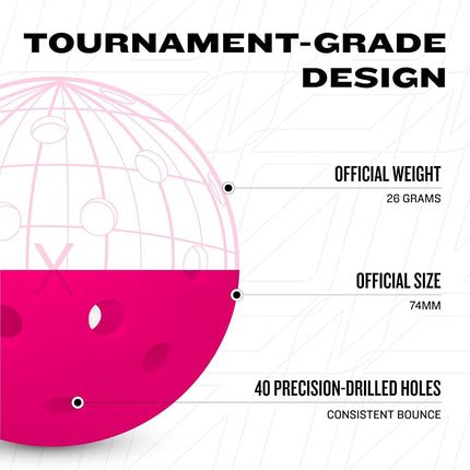 Franklin Sports Outdoor Pickleballs - X-40 Pickleball Balls USA (USAPA) Approved 12 Pack Outside Pink US Open Ball